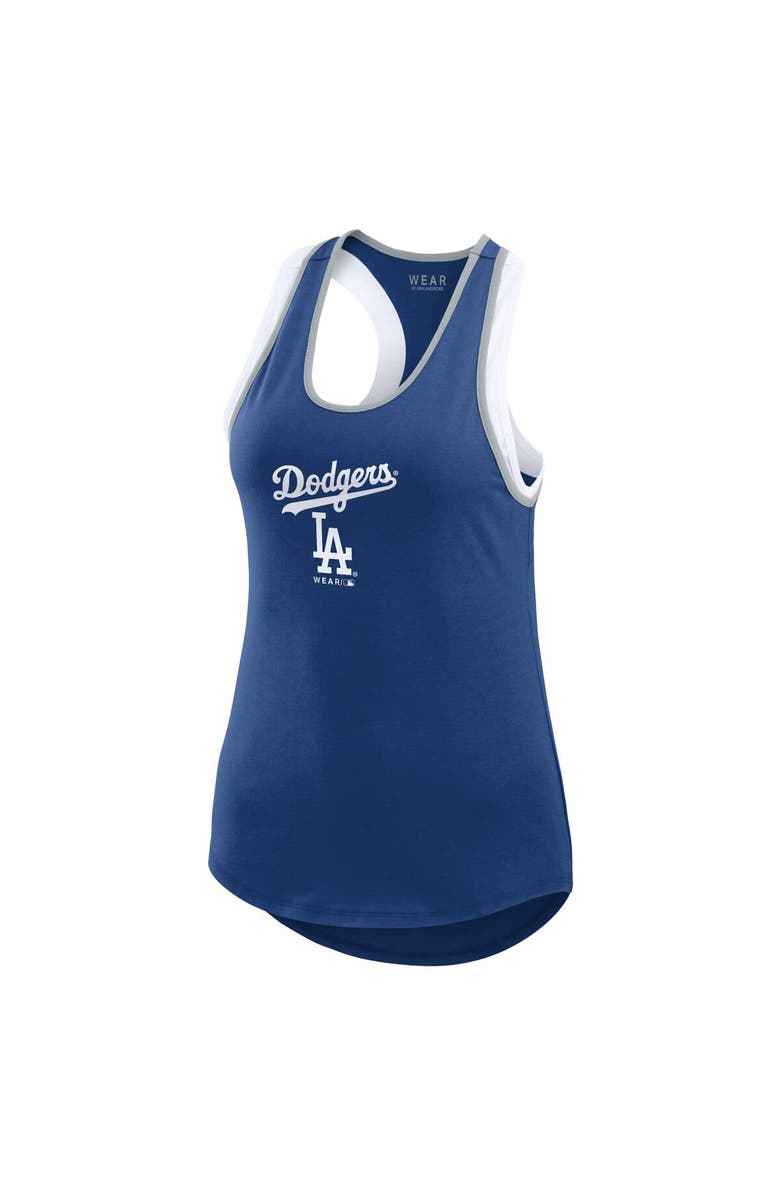 WEAR by Erin Andrews Women's WEAR by Erin Andrews Royal Los Angeles Dodgers Colorblock Racerback Tank Top, Alternate, color, Royal