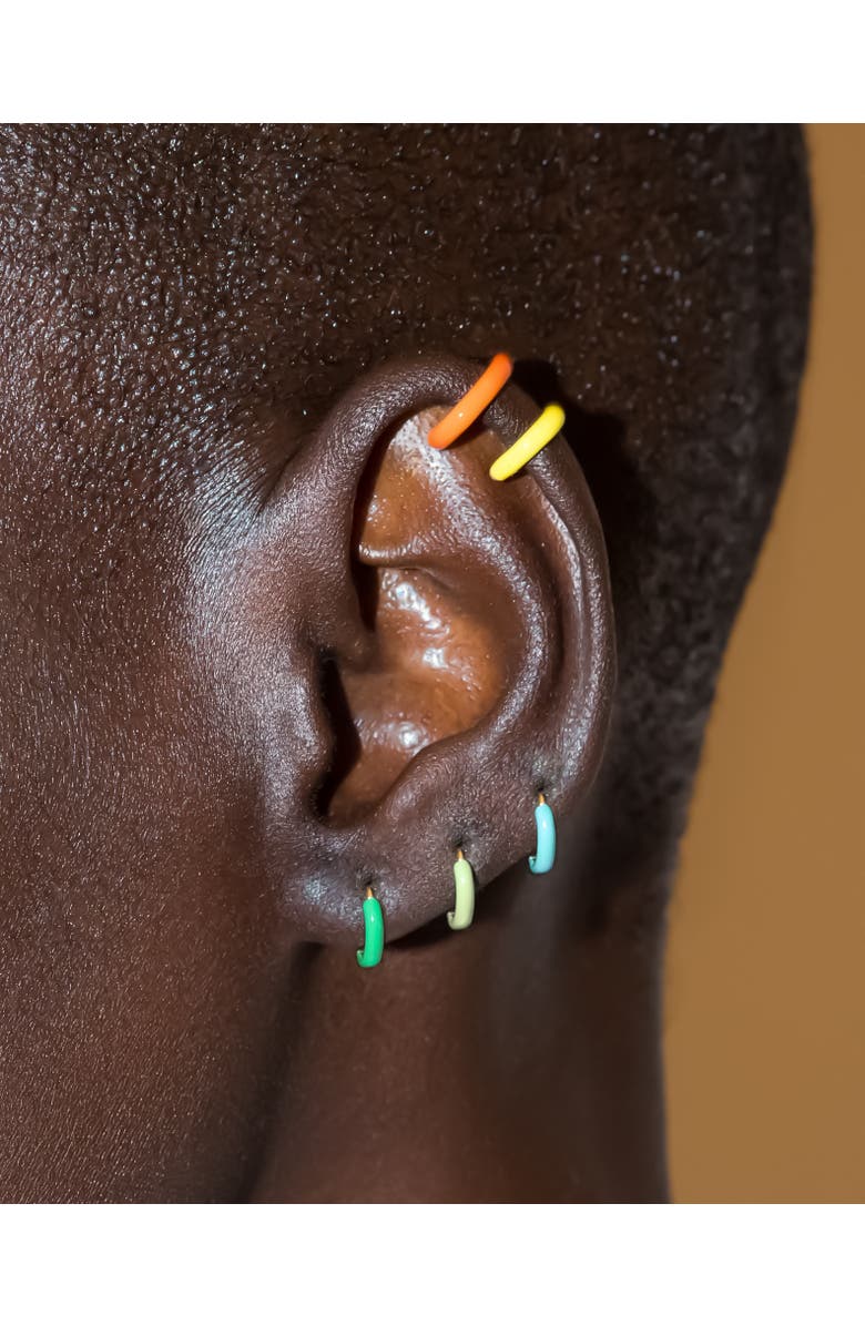 FRY POWERS Enamel Huggie Earrings, Alternate, color, Lime Green