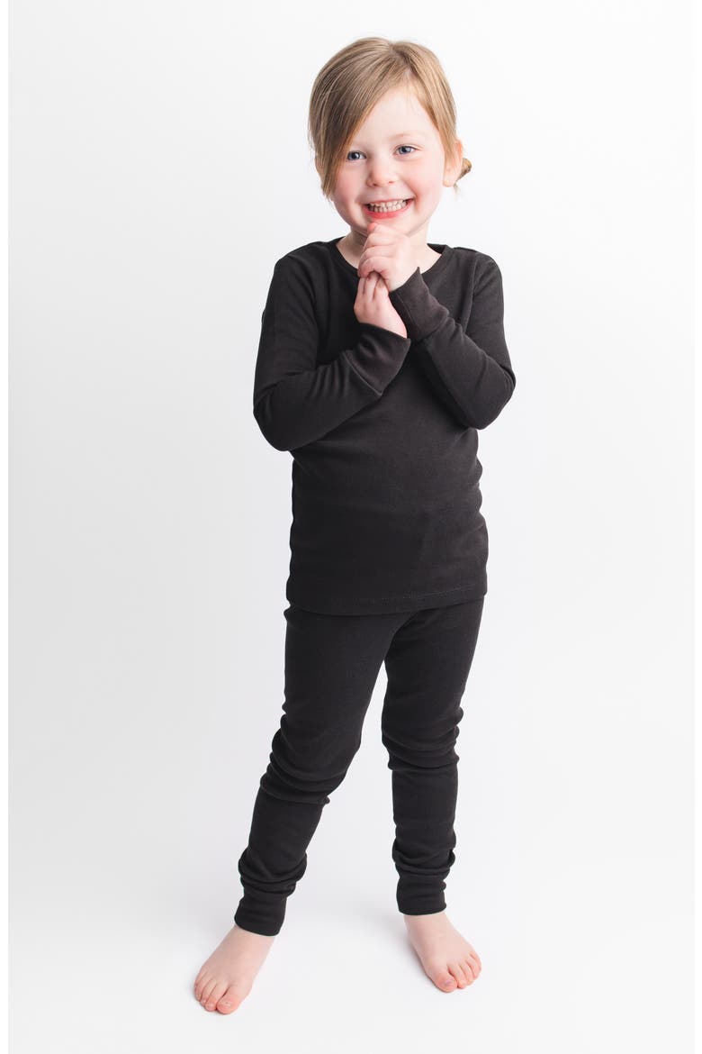 Two-Piece Organic Cotton Pajamas, Alternate, color, BLACK