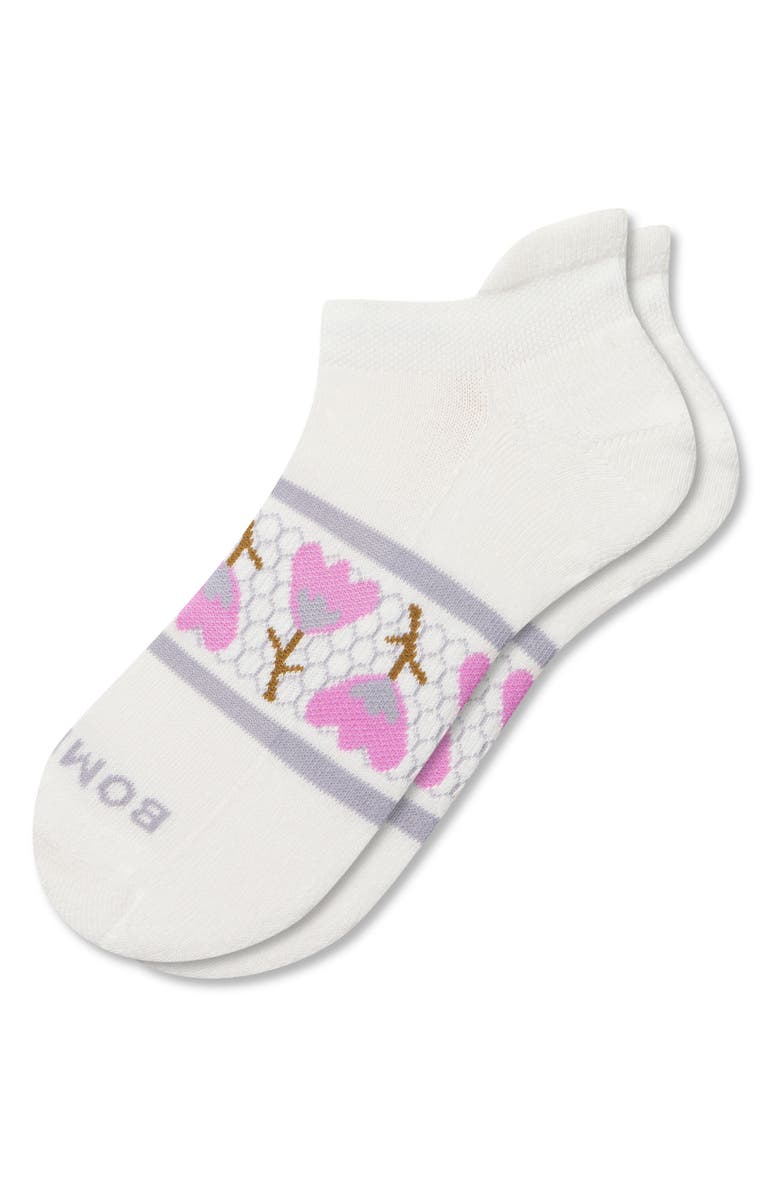 Bombas Floral Ankle Socks, Alternate, color, Soft White