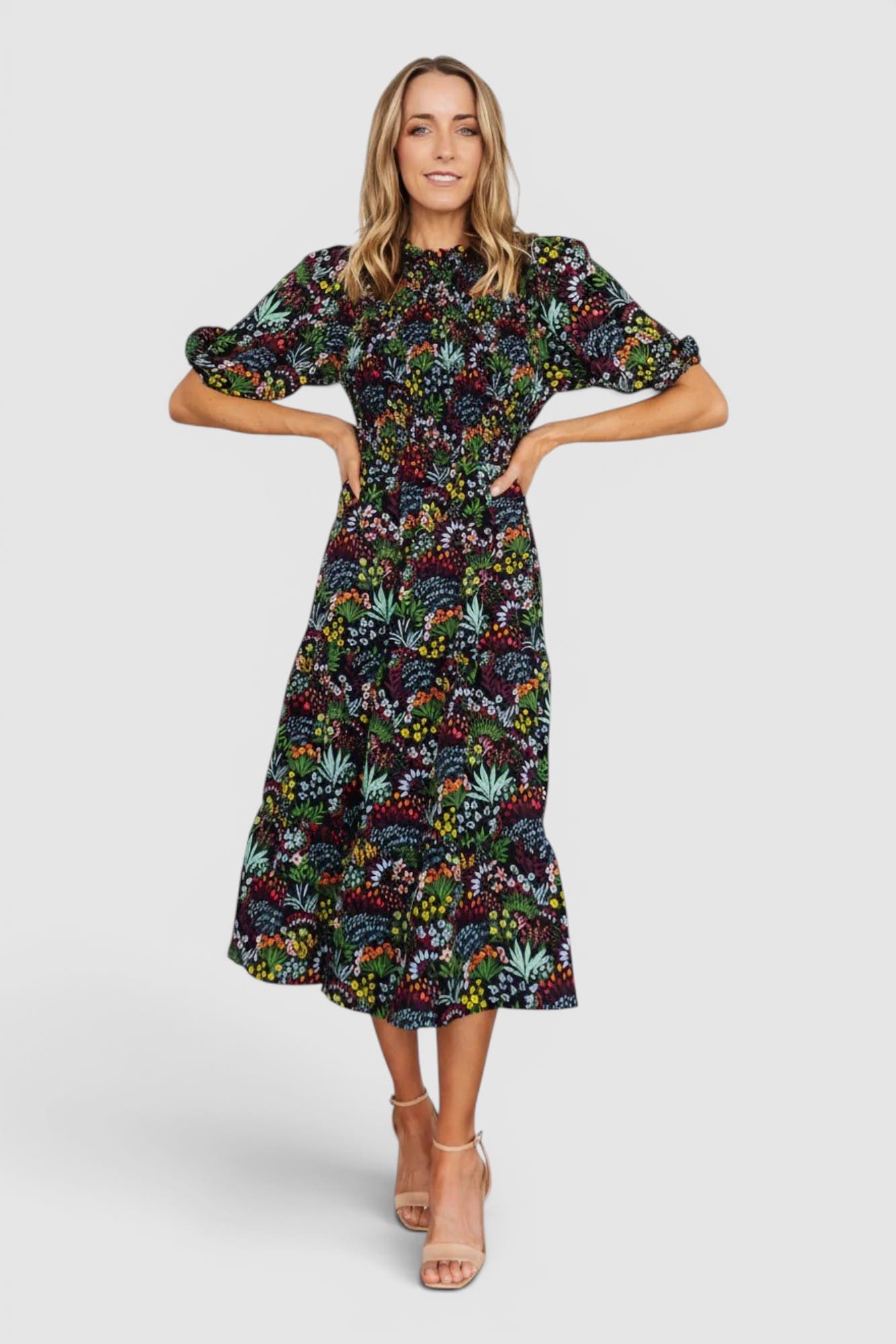 selected Black Multi Floral