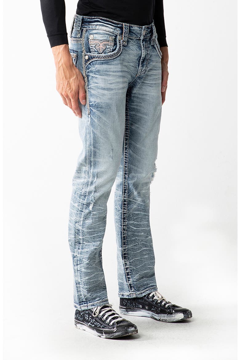 Distressed Straight Leg Jeans, Alternate, color, DEEN J203