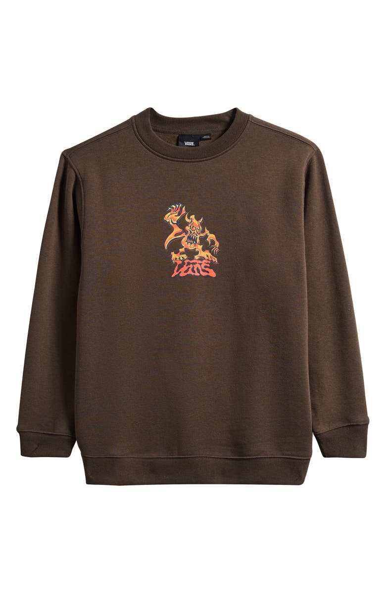 Vans Kids' Goblin Step Crew Crewneck Sweatshirt, Main, color, Coal Brown