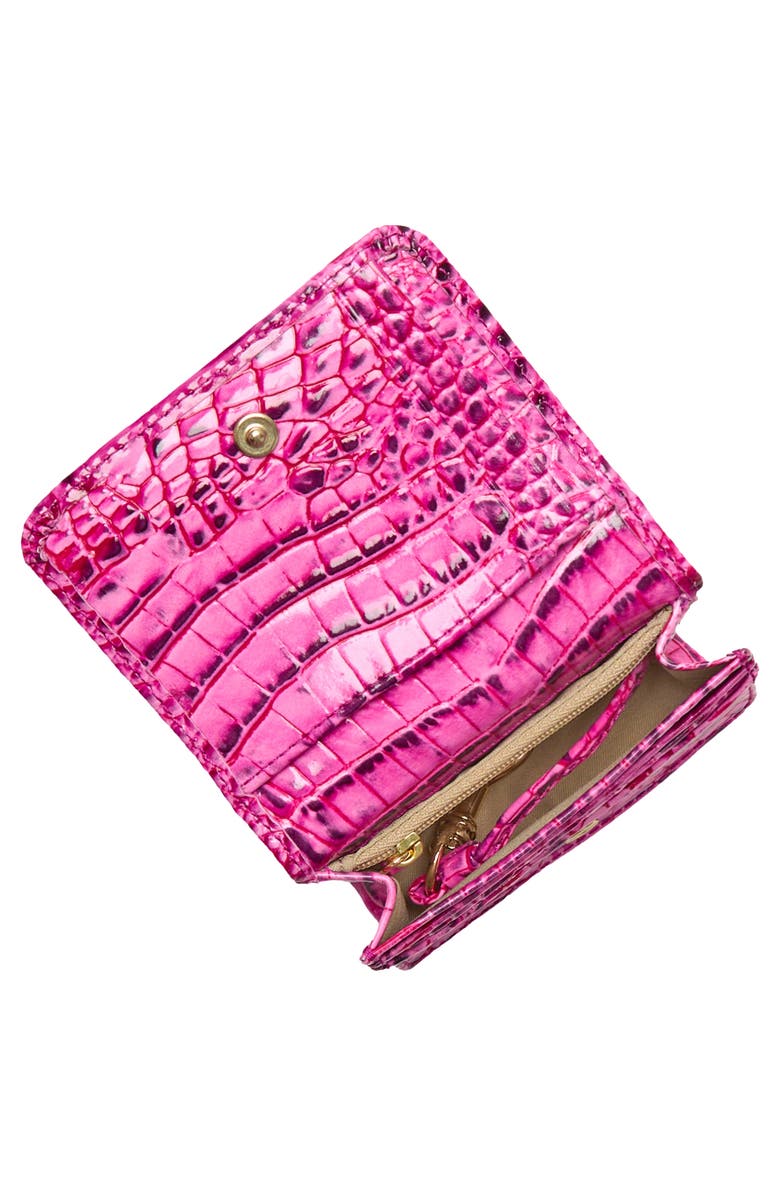 Brahmin Clementine Embossed Leather Card Case, Alternate, color, Electric Fuschia