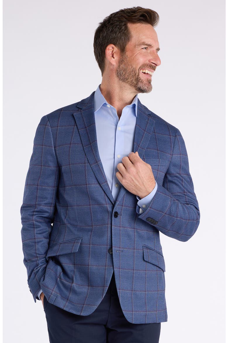Shoreditch Slim Fit Blue Windowpane Knit Spot Coat, Alternate, color, BLUE