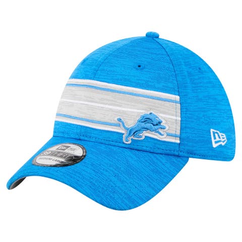 Men's New Era  Blue Detroit Lions Stripes 39THIRTY Flex Hat