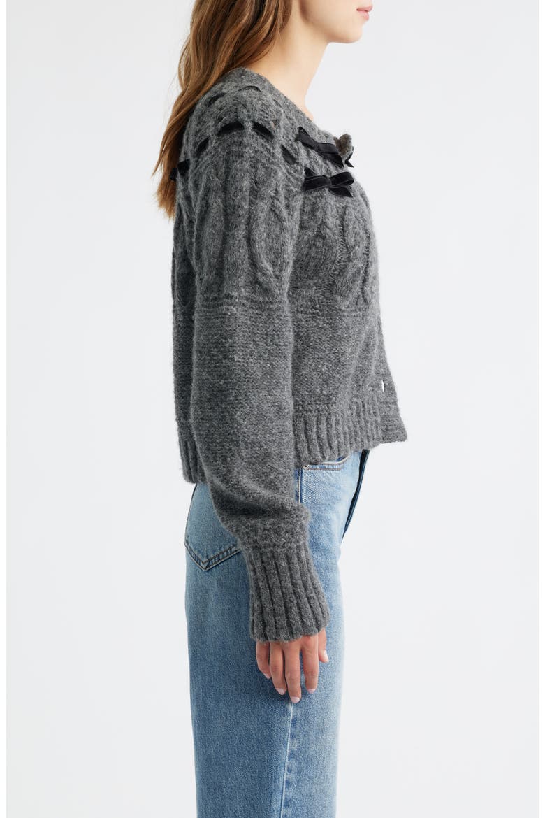 Clementian Alpaca & Wool Blend Cardigan, Alternate, color, DARK GREY MELANGE