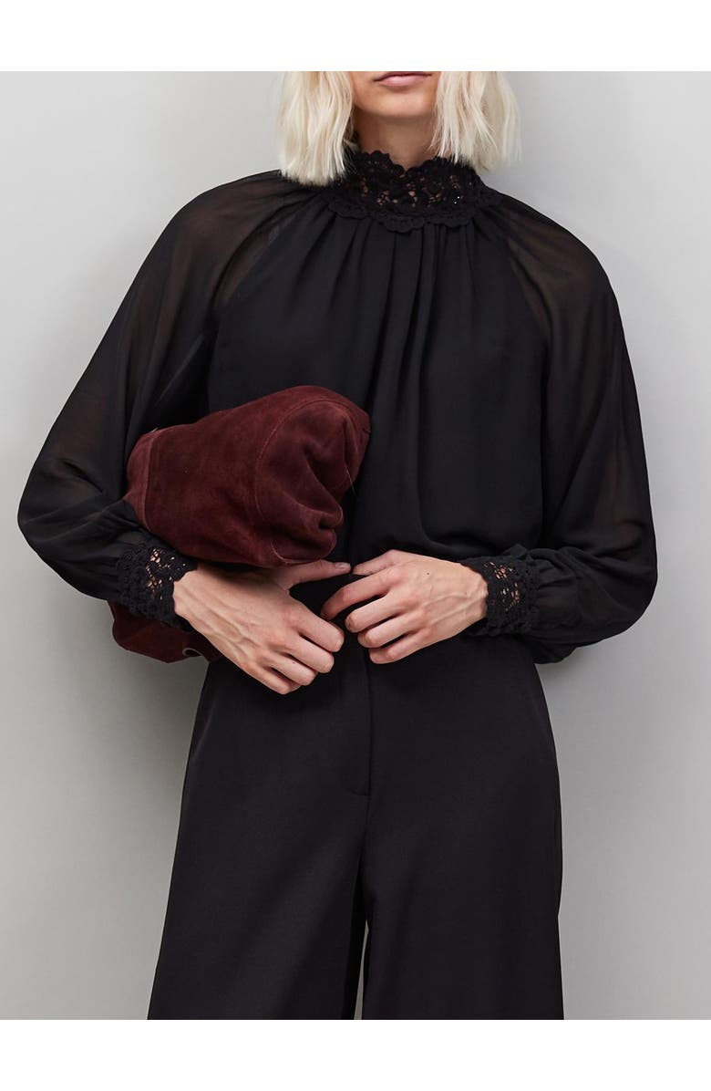 Ro&Zo Lace Neck And Cuff Blouse, Alternate, color,