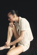 H&M Short-sleeved Crochet-look Shirt