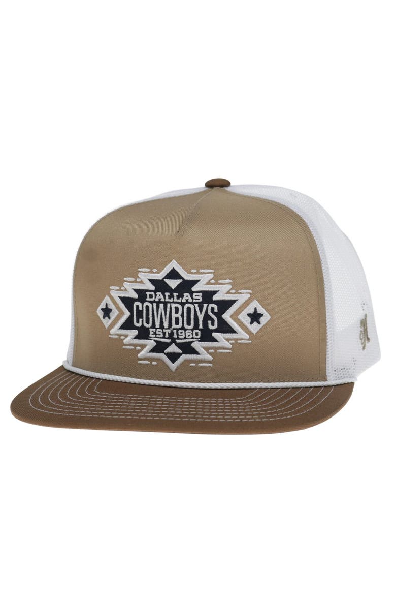 Men's HOOey  Tan/White Dallas Cowboys Aztec Trucker Adjustable Hat, Main, color, Tan