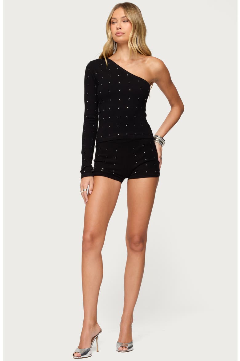 Harley Rhinestone Knit Shorts, Alternate, color, BLACK