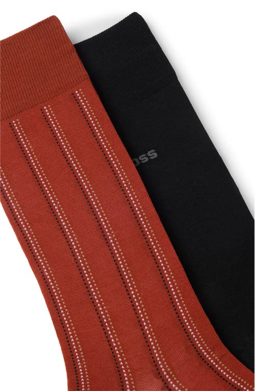 HUGO BOSS BOSS ASSORTED 2-PACK SOLID & STRIPE COTTON BLEND SOCKS