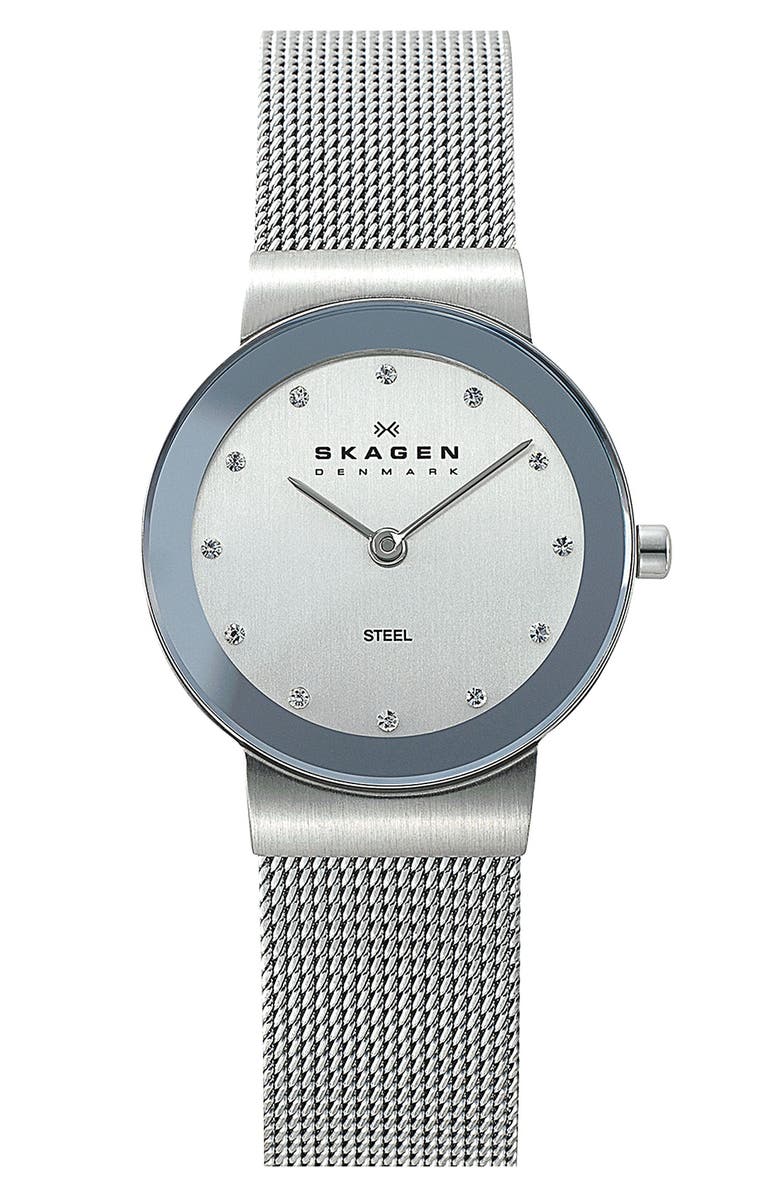 Skagen Round Case Mesh Strap Watch, 26mm, Main, color,
