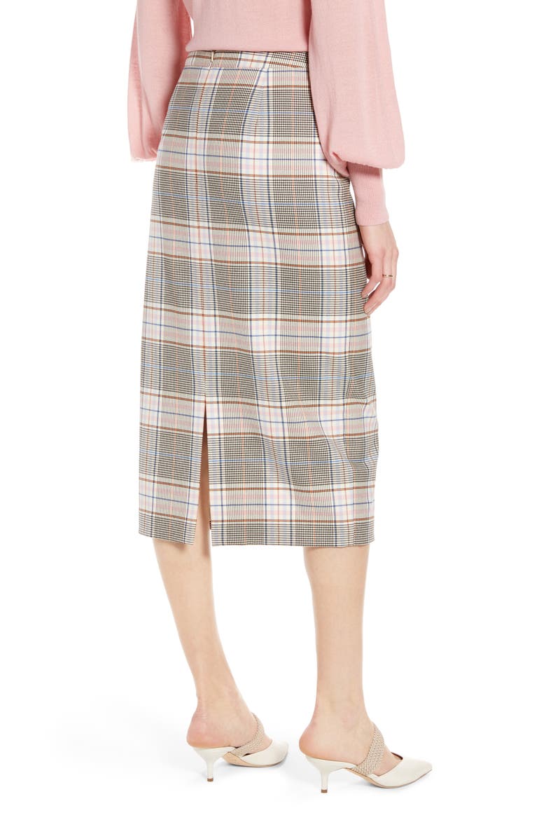 Midi Pencil Skirt, Alternate, color, BLACK MULTI PLAID