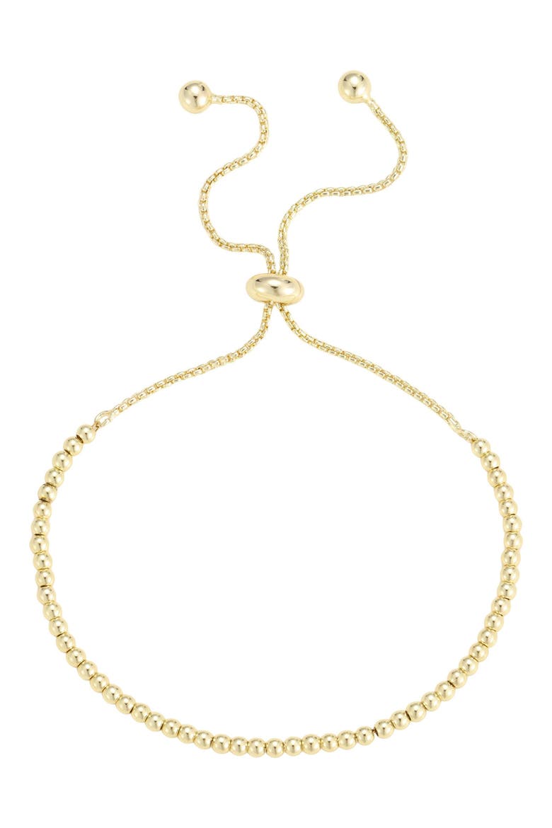 14k Gold Plated Beaded Slider Bracelet, Main, color, GOLD
