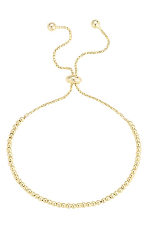 14k Gold Plated Beaded Slider Bracelet