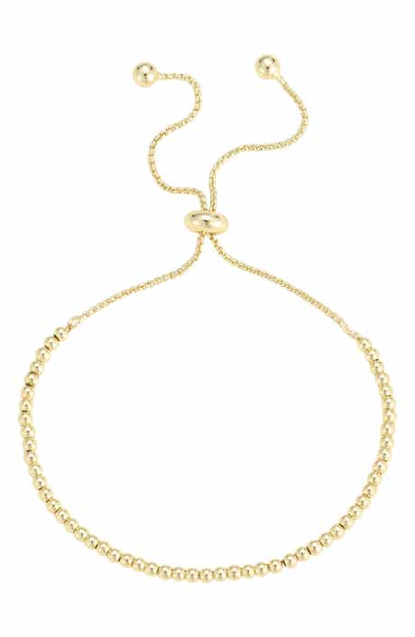 14k Gold Plated Beaded Slider Bracelet