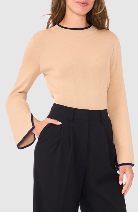 Mock Neck Rib Pullover