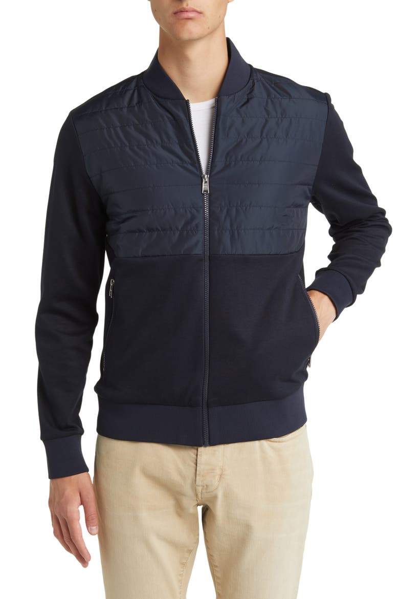 Skiles Quilted Bomber Jacket, Alternate, color, DARK BLUE