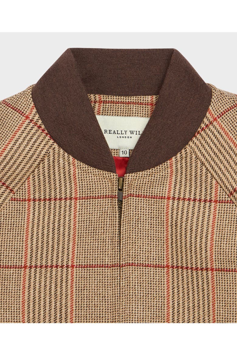 Louise Tweed Bomber Jacket, Alternate, color, Poppy Red and Brown Tweed