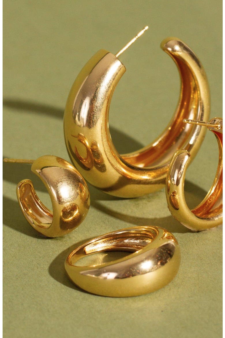 Smooth Arch Hoops, Alternate, color, Yellow Gold Vermeil