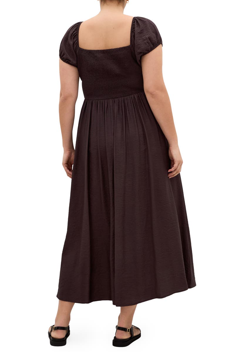 City Chic Abbigail Puff Sleeve Slit Maxi Dress, Alternate, color, Chocolate