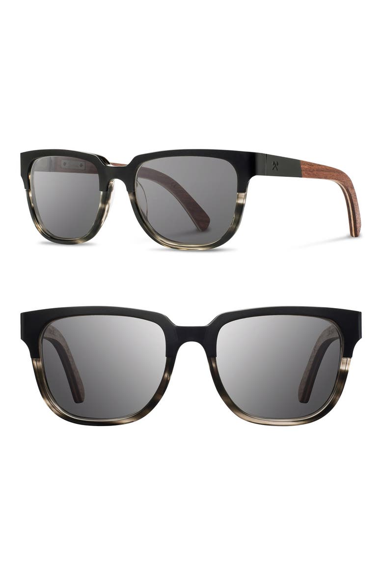 'Prescott' 52mm Titanium & Wood Sunglasses, Main, color, BLACK TITANIUM/ WALNUT/ GREY