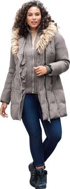 Roaman's Plus Size Double Layer Puffer Coat
