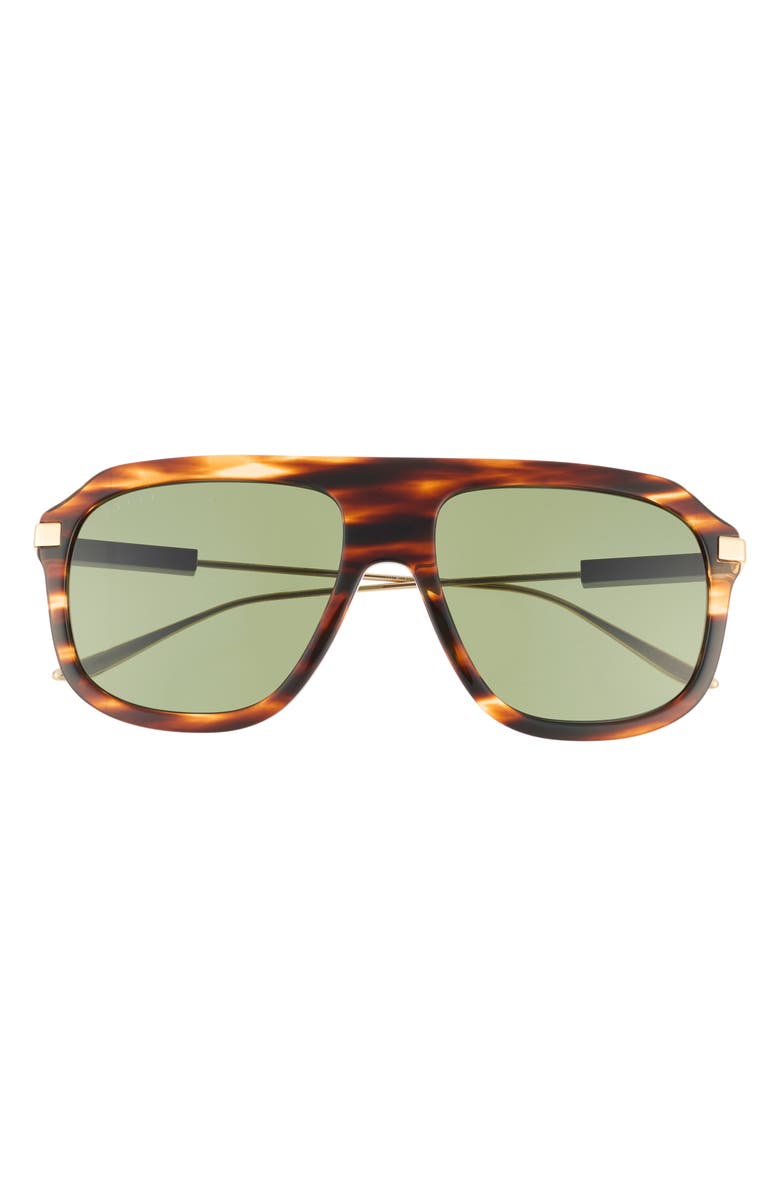 Gucci 57mm Aviator Sunglasses, Main, color, Havana Gold Green