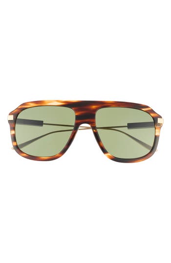 Gucci Brown Tortoiseshell Square Frame Sunglasses In Havana Gold Green