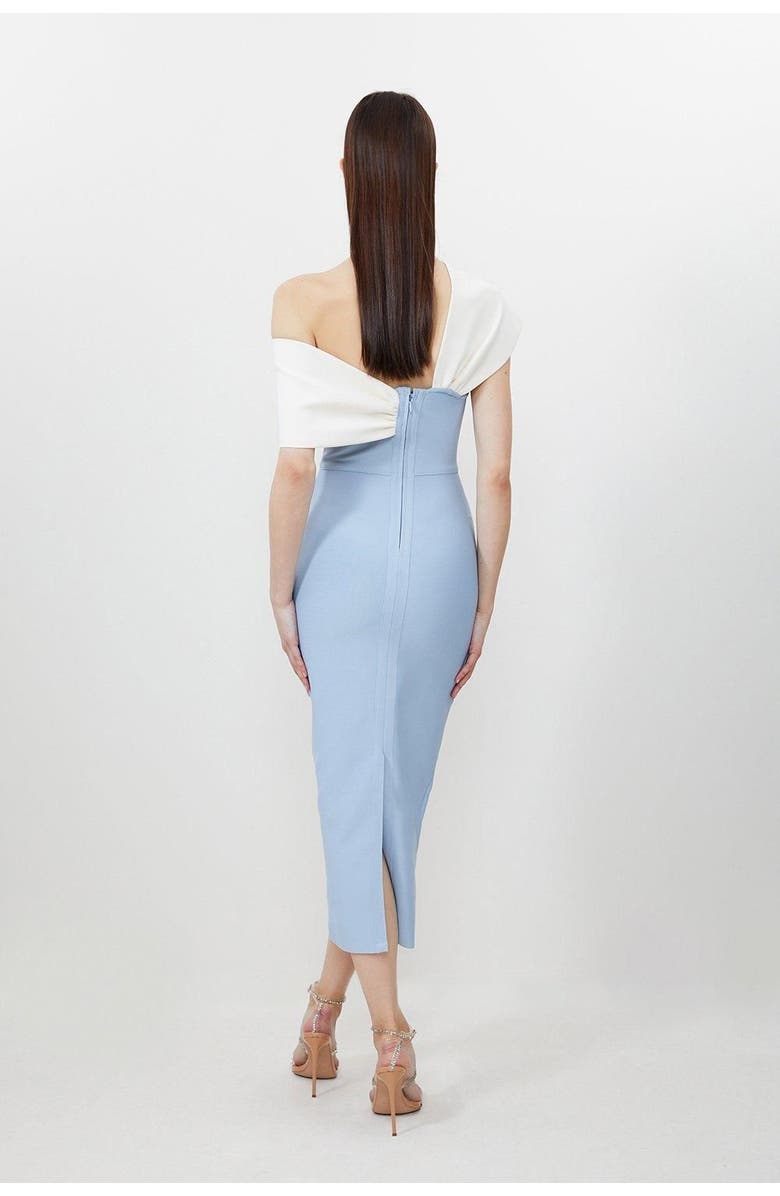 Karen Millen Figure Form Asymmetric Midi Dress, Alternate, color, Light Blue