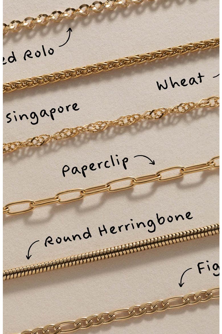 Round Herringbone Layering Necklace, Alternate, color, Gold