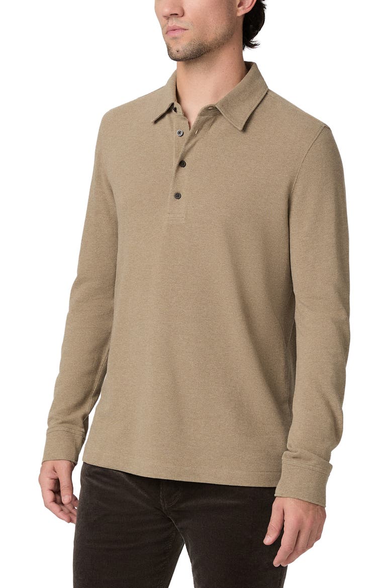 Ballard Long Sleeve Polo, Alternate, color, LIGHT HEATHER BROWN