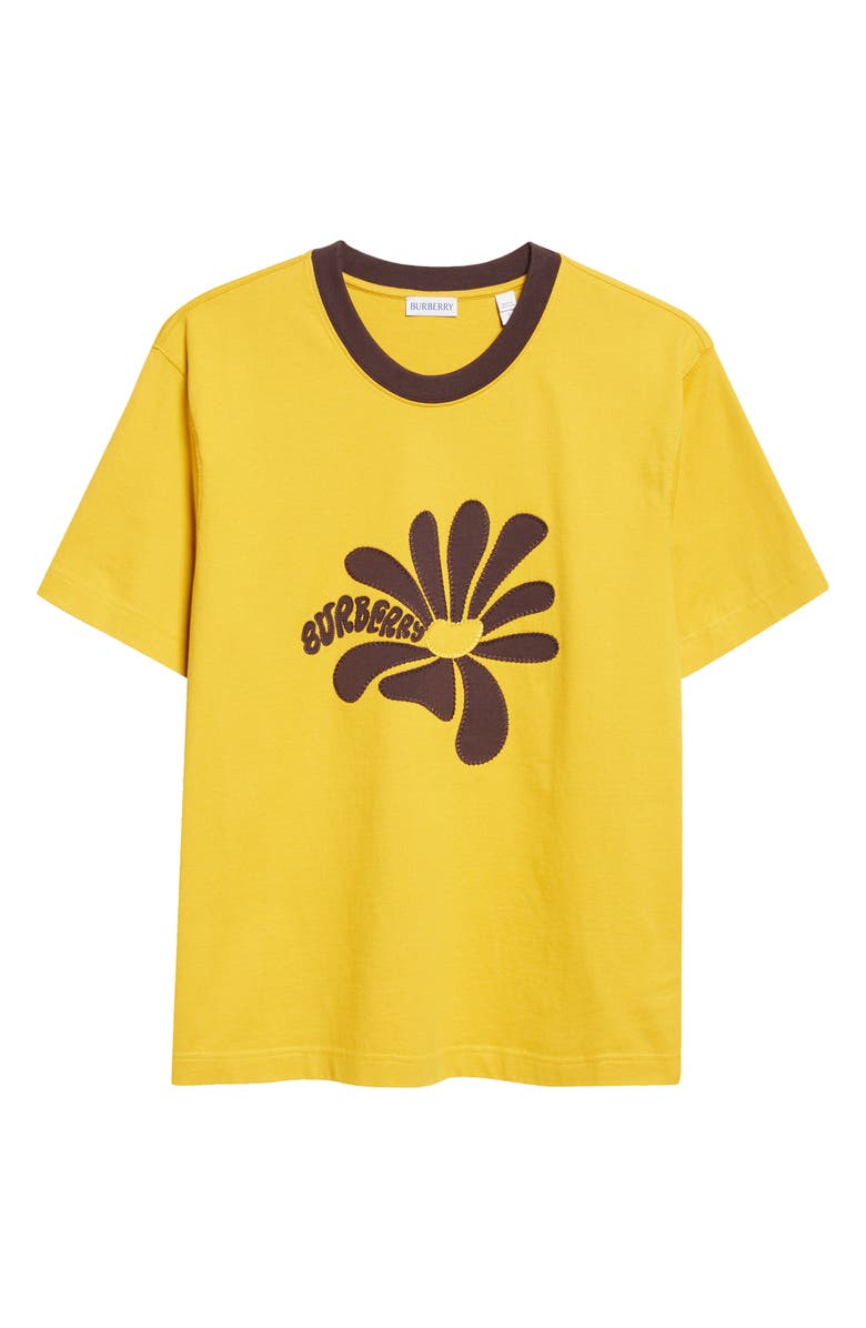 Burberry Daisy Appliqué Ringer T-Shirt, Alternate, color, Pear