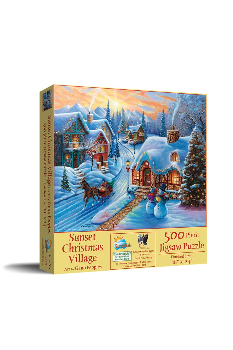 Sunset Christmas Village 500 piece Jigsaw Puzzle for Adults, Main, color, Multicolor