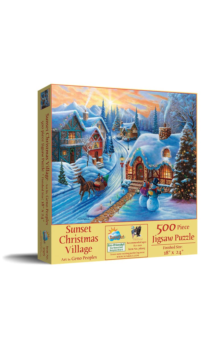 Sunsout Sunset Christmas Village 500 piece Jigsaw Puzzle for Adults, Main, color, Multicolor