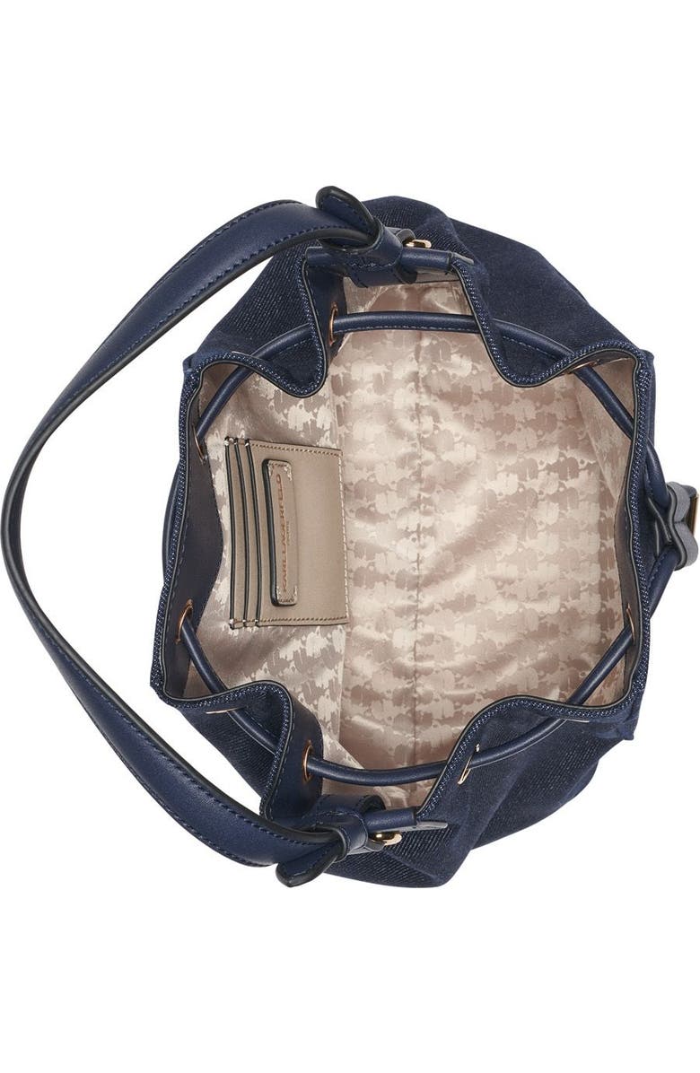 KARL LAGERFELD PARIS Adele Bucket, Alternate, color, Denim