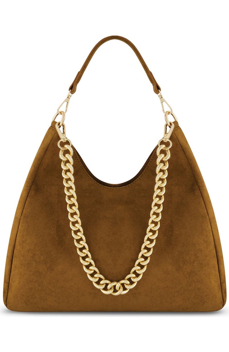 The Noli Shop Tribeca Chain Suede Bag, Main, color, Cognac