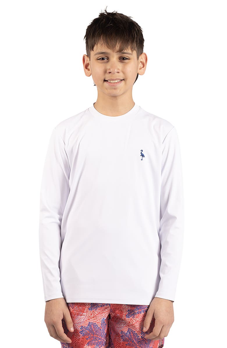 TailorByrd Kids' SPF 30+ Long Sleeve Rashguard, Main, color, White