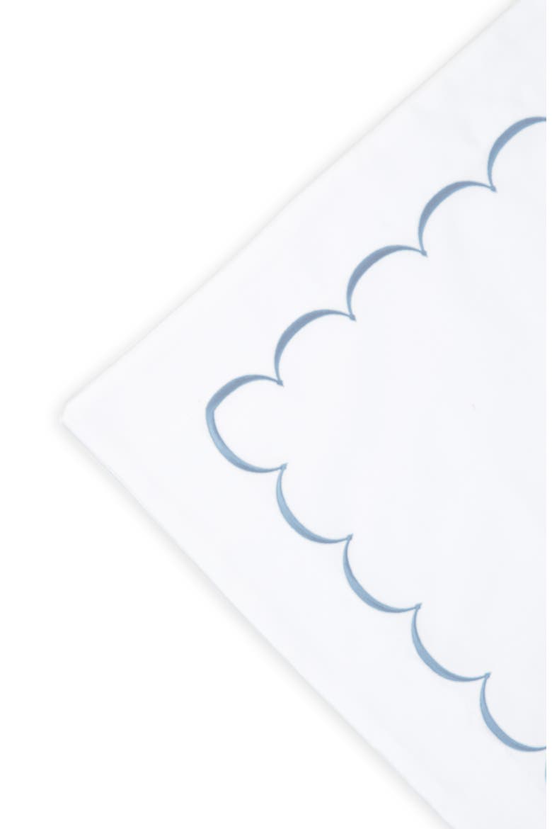 Set of 2 Scallop Embroidered 600 Thread Count 100% Cotton Euro Shams, Alternate, color, BLUE