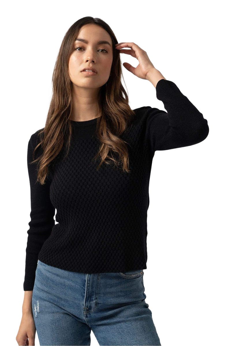 Saint + Sofia Honeycomb Rib Sweater, Main, color, Black