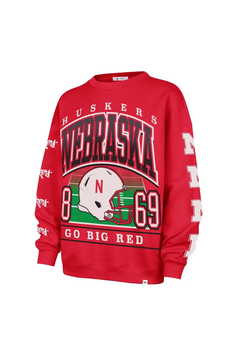 Women's '47 Scarlet Nebraska Huskers Go Big Oversized Pullover Sweatshirt, Alternate, color, Scarlet