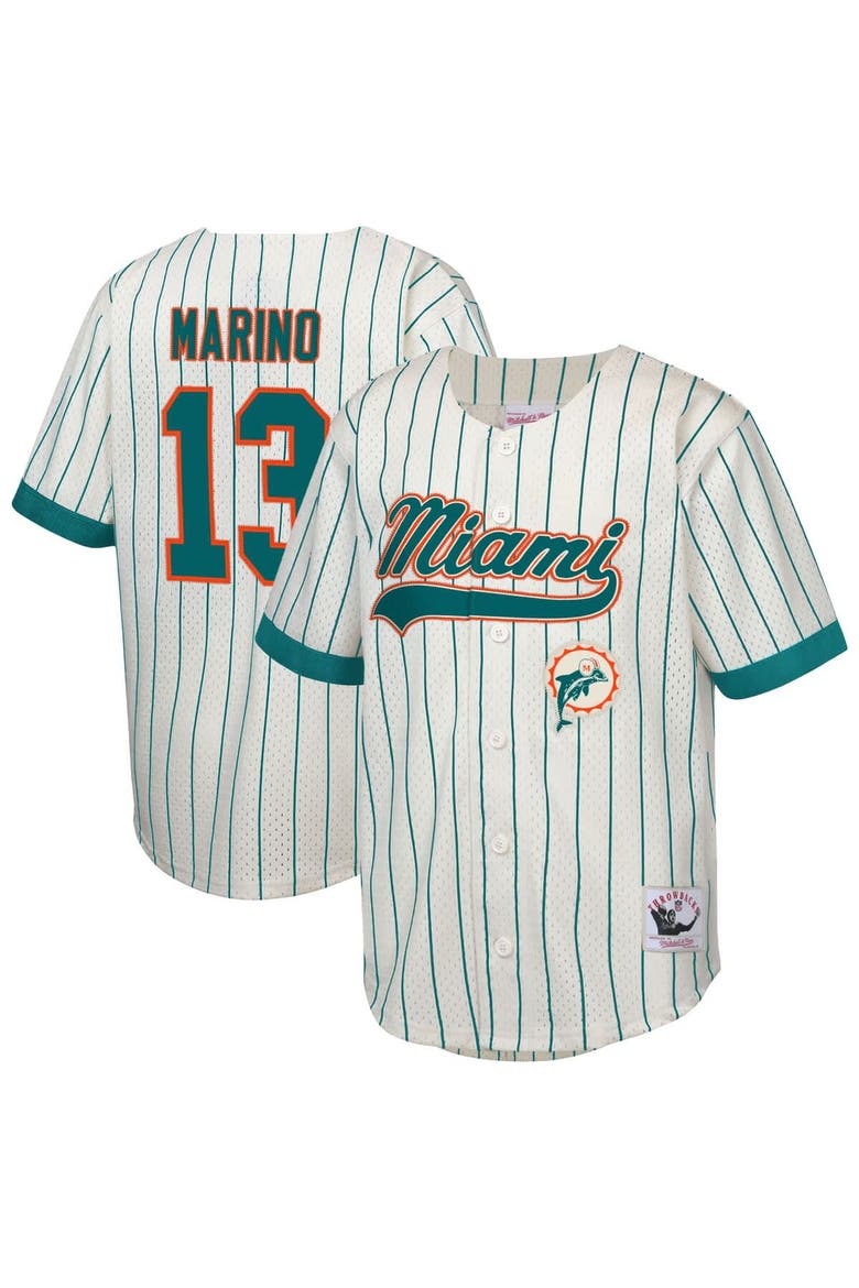 Youth Mitchell & Ness Dan Marino Cream Miami Dolphins Retired Player Name & Number Baseball Jersey, Alternate, color, Cream
