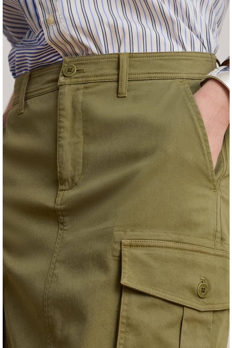 Stretch Chino Cargo Pencil Skirt, Alternate, color, LIGHT AGAVE GREEN