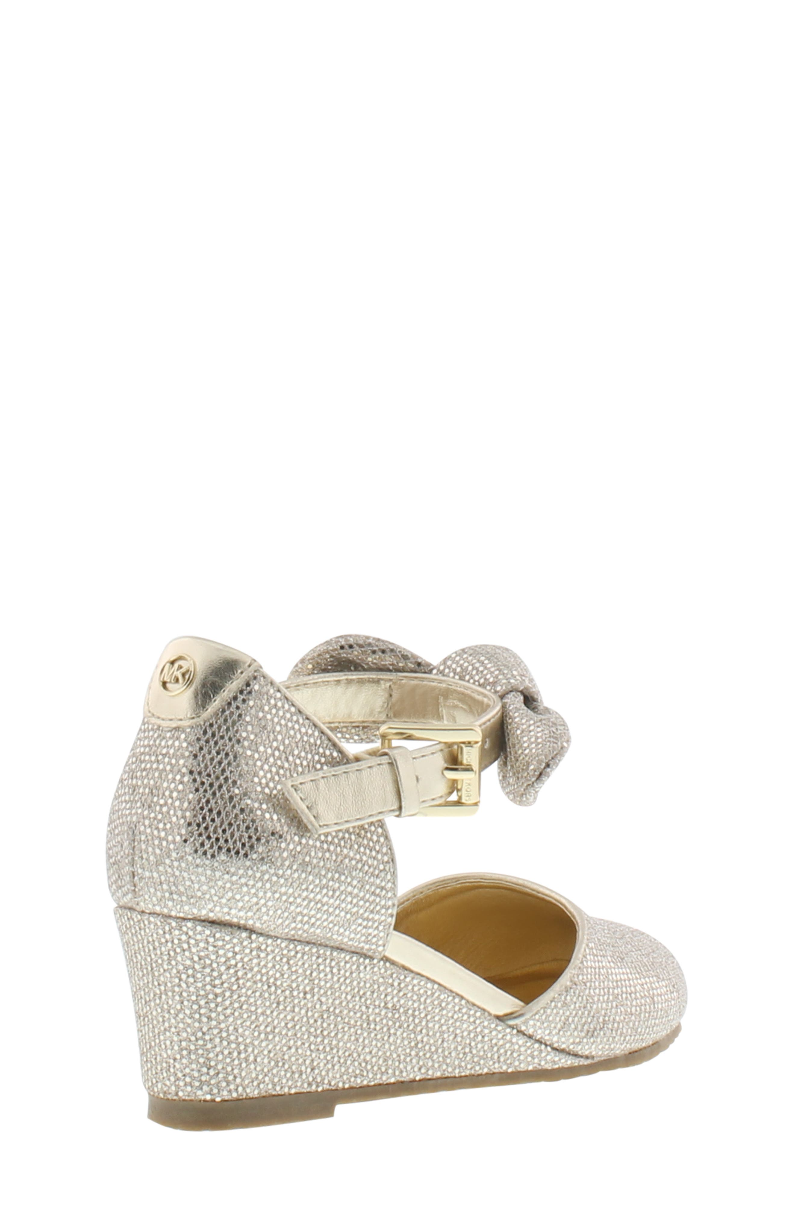 MICHAEL Michael Kors Bijou Seti Metallic Bow Strap Wedge, Alternate, color, 