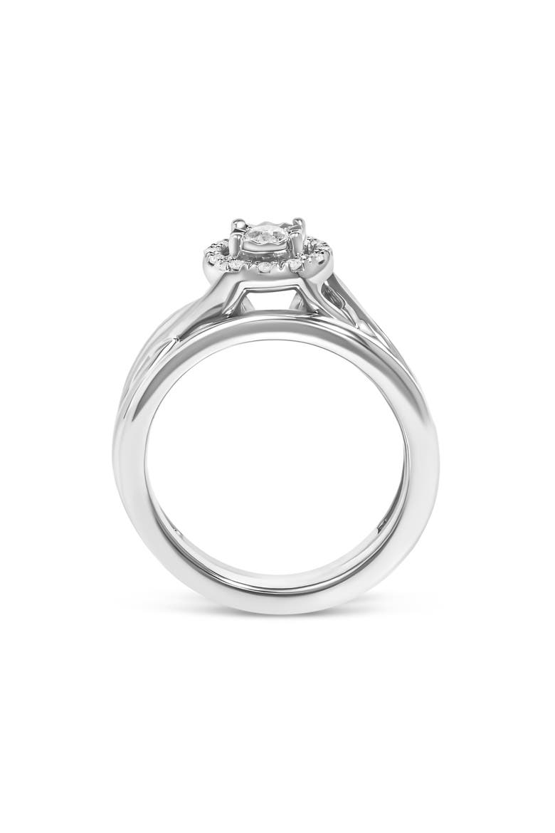 Silver 1/7 Cttw Diamond Engagement Ring and Wedding Band Set, Alternate, color, White
