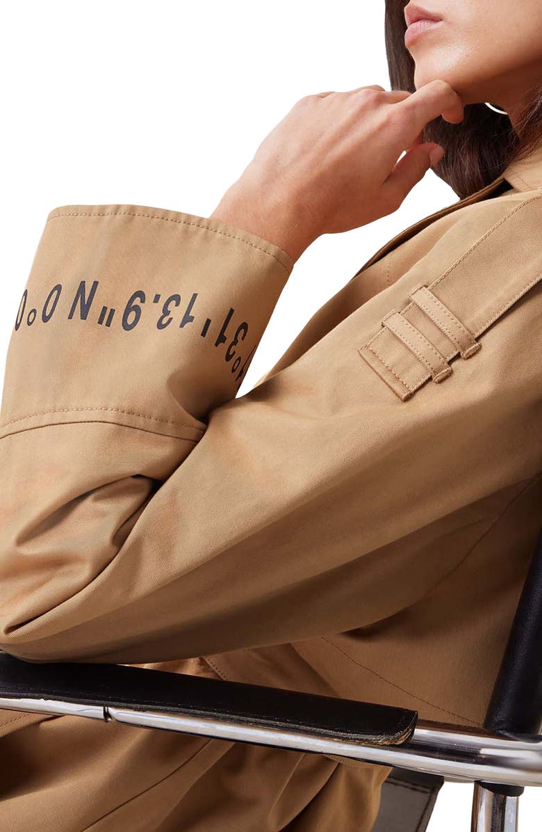 AllSaints Demmi Tie Waist Double Breasted Trench Coat, Alternate, color, 