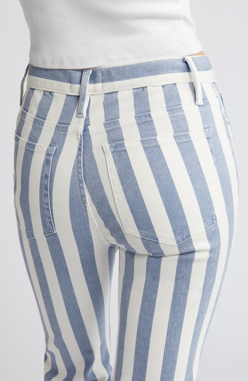 Frame Le Easy Mid Rise Flare Jeans In Clear Blue Stripe