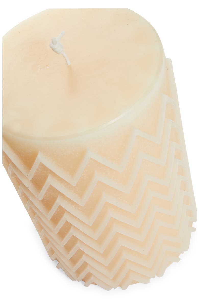 Zigzag Chevron Pillar Candle, Alternate, color, IVORY