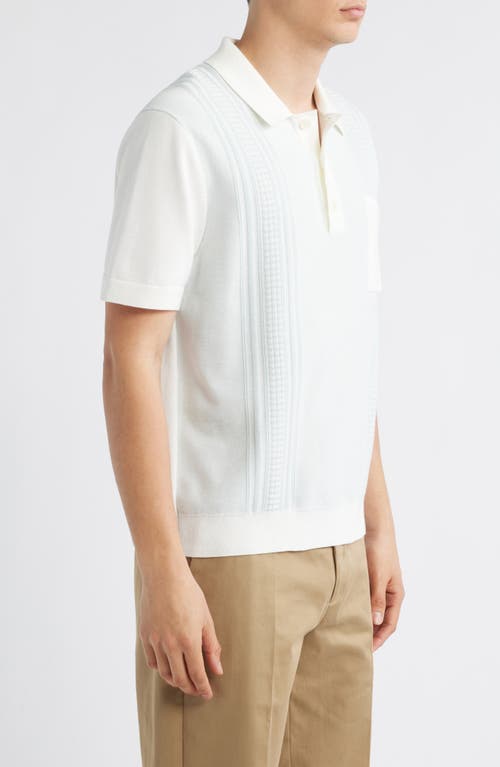Wax London Turin Stripe Cotton Pocket Polo Sweater In White